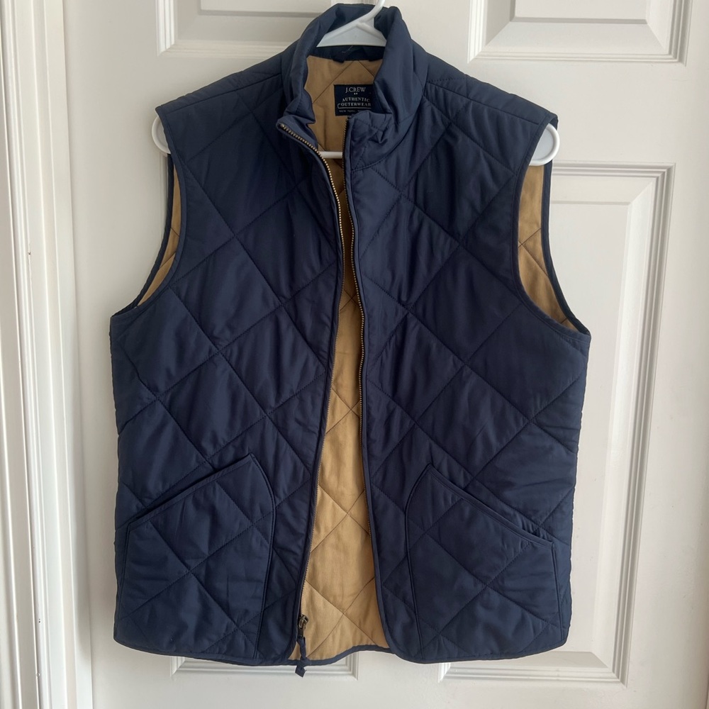 J. Crew Blue and Tan Quilted Vest
